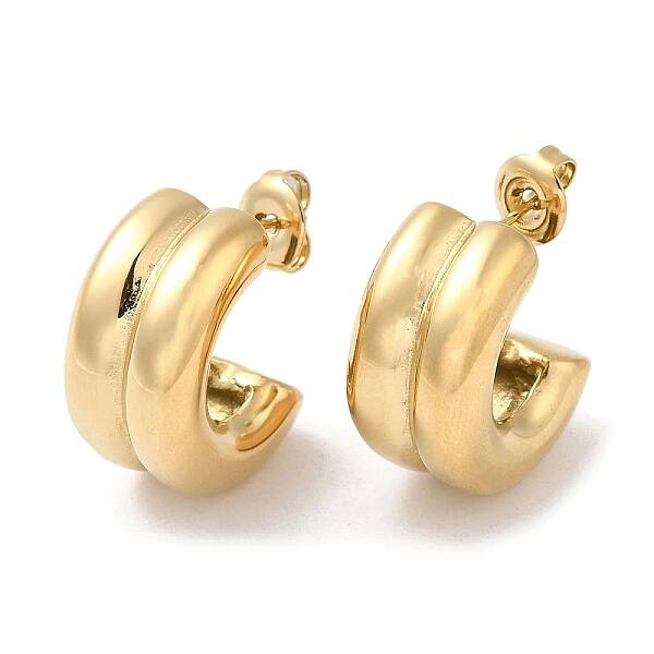 Ion Plating(IP) 304 Stainless Steel Round Stud Earrings