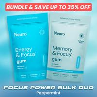 2x Neuro Energy & Memory Gum - Sugar Free for Energy & Focus with L-Theanine, Vitamin B12 & B6 Beverage Sport