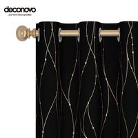 Deconovo Black Out Curtains  2 Panels- Black and Gold Curtains for Bedroom, Noise Reducing,Grommet Thermal Drapes for Living ...