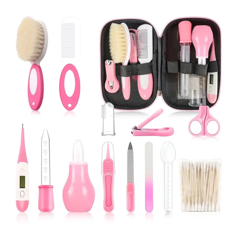 14 PC Baby Grooming Kit – Infant Safety Care Set with Hair Brush, Comb, Nail Clipper & Nasal Aspirator, Baby Essentials for...