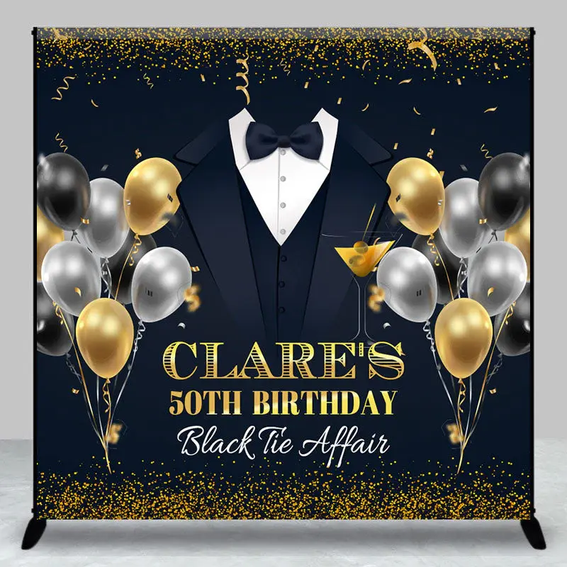 Personalized Balloon Suit Tie 50th Birthday Backdrop - Aperturee