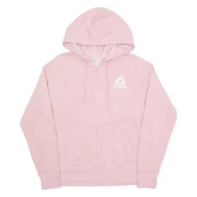 REEBOK Womens Pink Hoodie Full Zip L