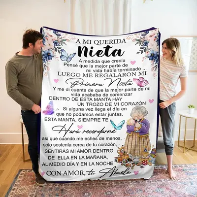 Letter & Floral Pattern Blanket, Soft Warm Throw Blanket, Air-conditioning Quilt for Home Couch Bed Sofa Office School