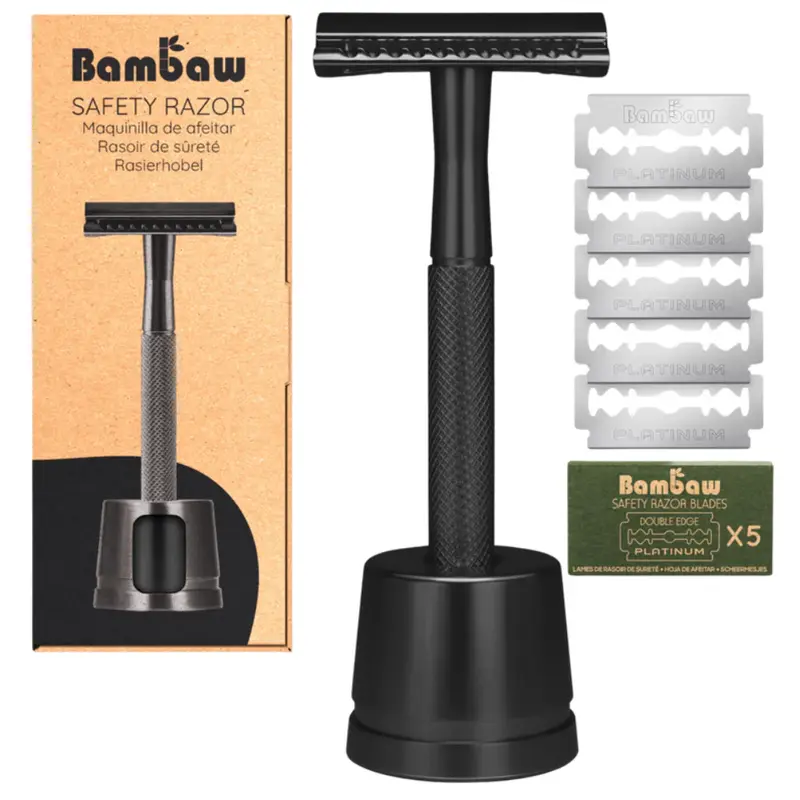 Bambaw Safety Razor with Black Stand