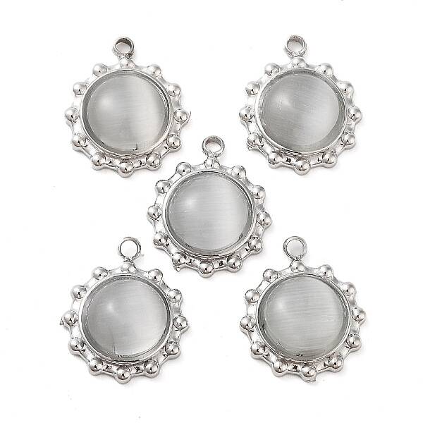 304 Stainless Steel with Cat Eye Pendants
