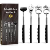 4-Pack Extendable Back Scratcher for Men & Women, Telescoping Back Massager with Rubber Handles, Gift for Dad, Mom, and Teens...