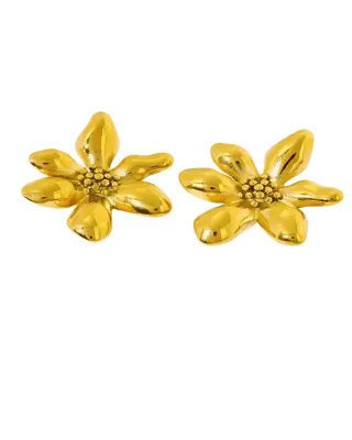 18K Gold Stud Earrings - Flower