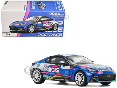 Toyota GR86 Wako's Blue with Graphics 1/64 Diecast Model Car by Pop Race