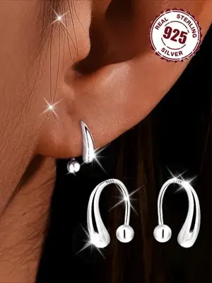 S925 Sterling Silver Teardrop Earrings, Fashionable Versatile and Minimalist Earrings for Women, High-end New Style for Every...