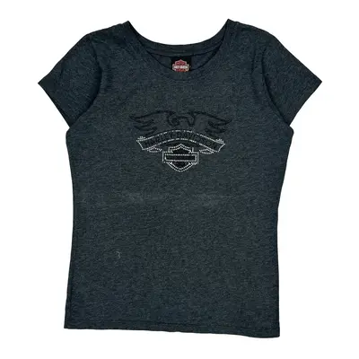 Northern Lights Harley Davidson Graphic T-Shirt - XL Grey Cotton Blend
