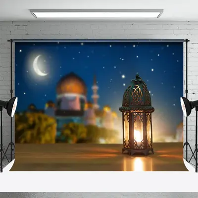 Lantern Starry Night Ramadan Rubarak Party Backdrop - Aperturee