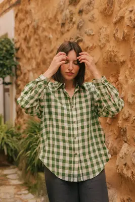 ODENSE shirt in Green Gingham | Size: S