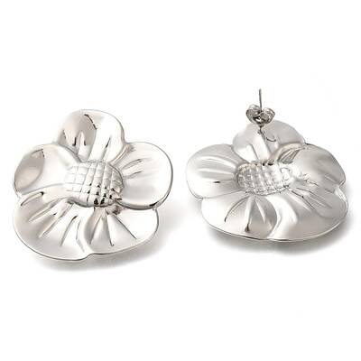 304 Stainless Steel Flower Stud Earrings