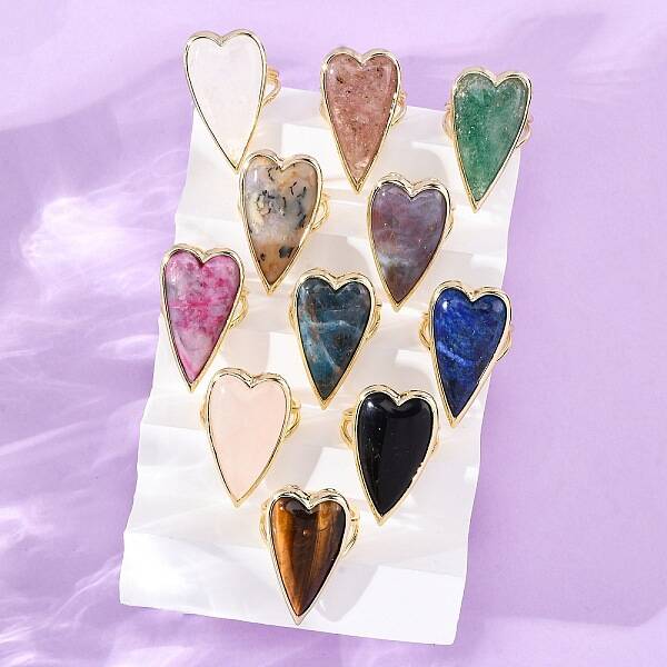 Heart Natural Gemstone Finger Rings