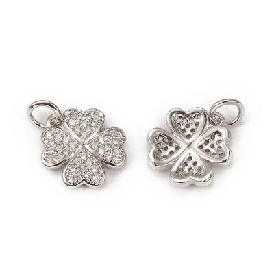 Brass Micro Pave Cubic Zirconia Charms