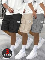 Men's Letter Patched Drawstring Waist Cargo Shorts, Regular Fit Casual Pocket Shorts for Summer, Mens Shorts, Men's Bottoms f...