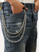 Men's Punk Style Multi-layer Chain Decor Pants Chain, Fashionable Jeans Keychain, Trendy All-match & Exquisite Clothes Access...