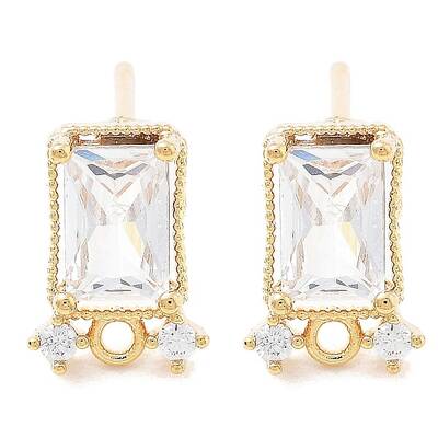 Brass Clear Cubic Zirconia Stud Earring Findings