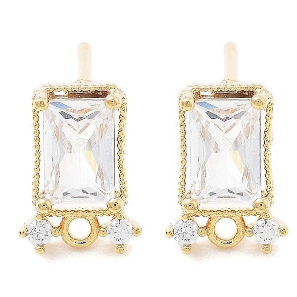 Brass Clear Cubic Zirconia Stud Earring Findings