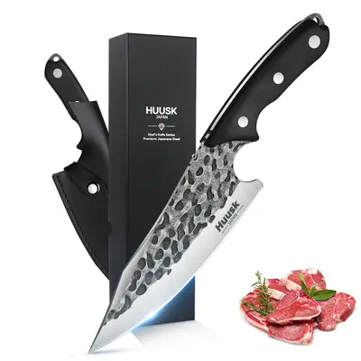 Huusk Chef Knife, Hand-Forged Viking Boning Knife, High Carbon Steel, Full Tang for Kitchen, BBQ, or Camping Blade Knives– ...