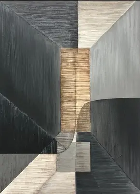 Original Geometric Art Paintings On Canvas In Black, Gray And Beige Colors Abstract Shapes Art Modern Hotel Wall Decor | GEOM...
