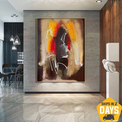 Colorful Oil Painting Bright Colors Artwork Original Wall Hanging Textured Decor for Office | BRIGHT MAJESTY 39.4"x29.6&...