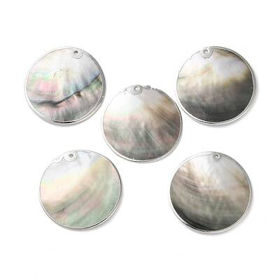 Natural Black Lip Shell Disc Pendants