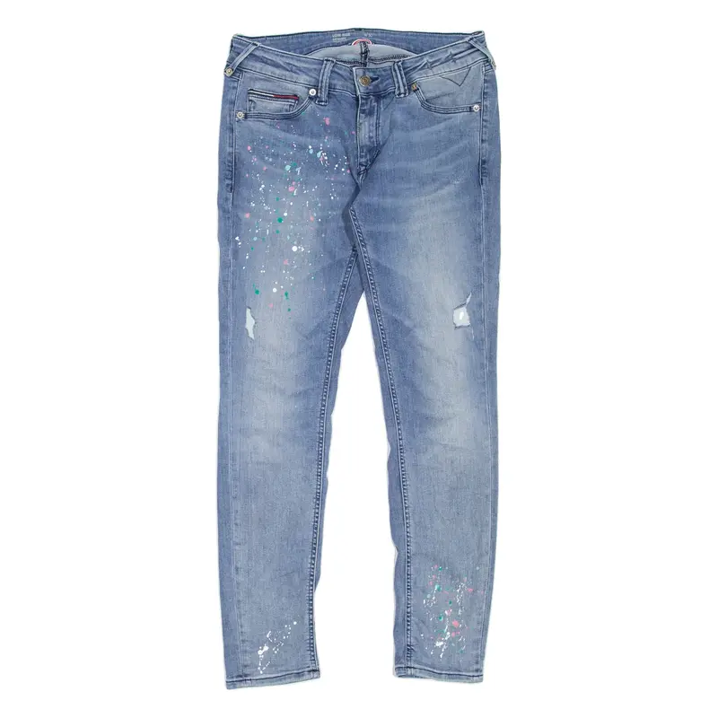 TOMMY JEANS Sophie Distressed Customised Womens Jeans Blue Slim Skinny W30 L30