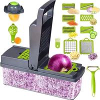 Multifunctional Vegetable Chopper, 1 Box Vegetable Cutter with 8 Counts Blades & Container, Kitchen Gadgets for Home Use, Ute...