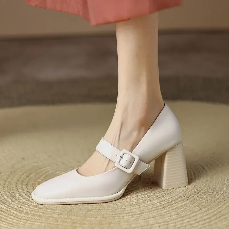 CHIKO Paramita Square Toe Block Heels Mary Jane Shoes