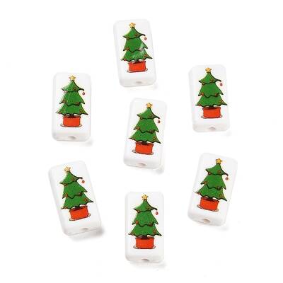 Christmas Theme Printed Opauqe Acrylic Beads