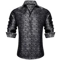 AILISUS Formal Casual Black Gray Business Fashion Gentleman Men's Slim Fit Long Sleeve Paisley Floral Prom Shirt Jacquard Wri...