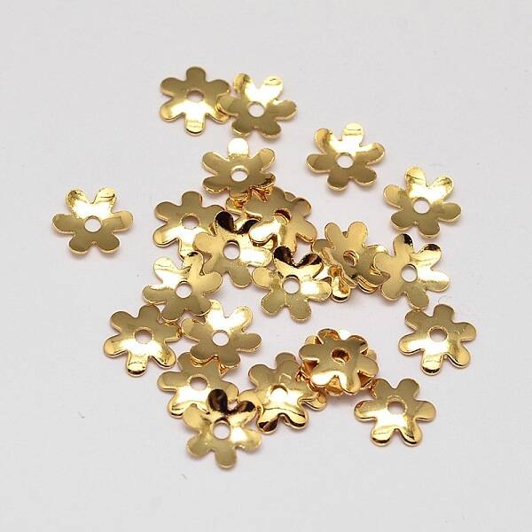 6-Petal Flower Brass Bead Caps