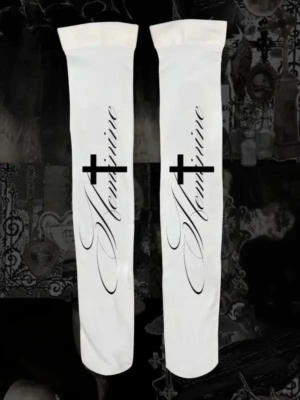 Graffiti Letter Print Long Socks, Statement Tight Ankle Socks, Harajuku Knee High Y2K Style Role Play Cute Socks, Women's Fas...