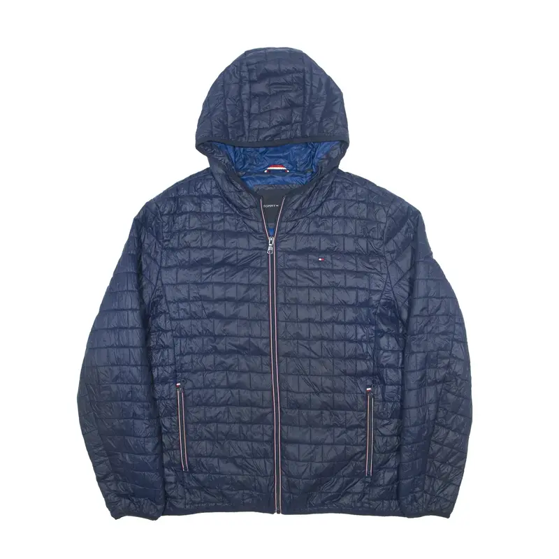 TOMMY HILFIGER Insulated Quilted Jacket Blue Nylon Mens XL