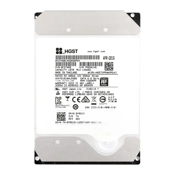 YRD19 Dell 10TB 6Gb/s SATA 7200 3.5-inch 256MB Hard Drive