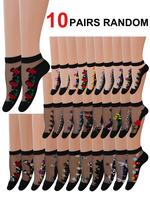 Random Women's Floral Pattern Sheer Lace Low Cut Socks, Casual Comfortable Breathable Socks for Summer, Women's Socks for Dai...