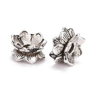Buddhist Jewelry Findings Tibetan Style Lotus Double Sided Bead Caps
