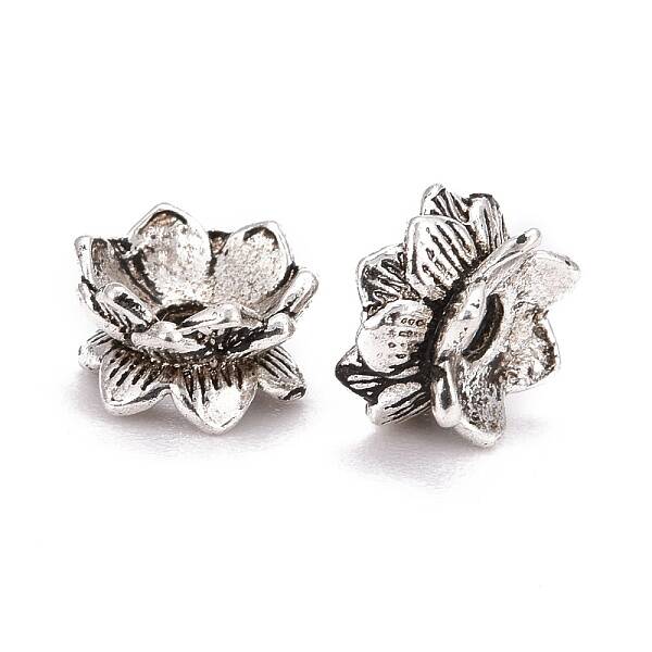 Buddhist Jewelry Findings Tibetan Style Lotus Double Sided Bead Caps