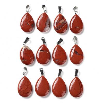 Teardrop Natural Red Jasper Pendants