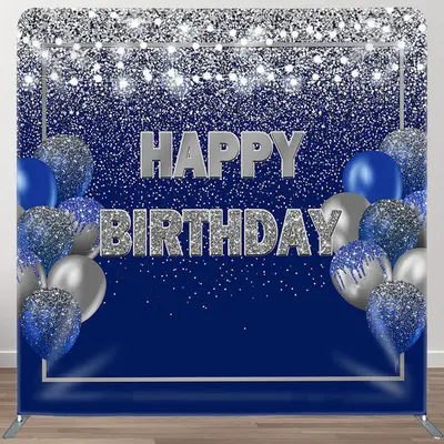 Aperturee Navy Silver Balloons Fabric Backdrop Cover for Birthday - Aperturee