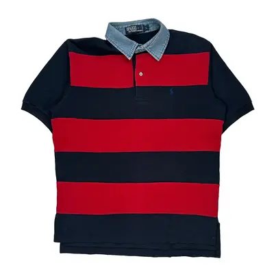 Polo By Ralph Lauren Striped Polo Shirt - Large Red Cotton