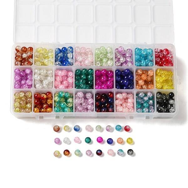 Spray Painted Crackle Glass Beads
