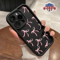 Pink Bowknot Pattern Case for iPhone 16 15 14 Pro Max 13 12 11 XR XS Plus E Shockproof Drop Protection Rugged Durable Silicon...