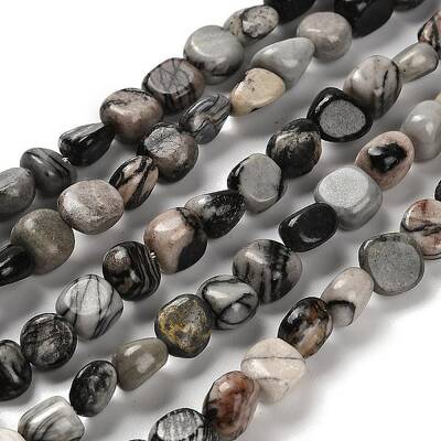 Natural Black Netstone Beads Strands