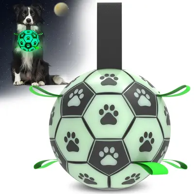 Glow in the Dark Light Up Dog Soccer Ball 6 Inch Durable Dog Toys for Small and Medium Dogs Interactive Water Toy for Outdoor...