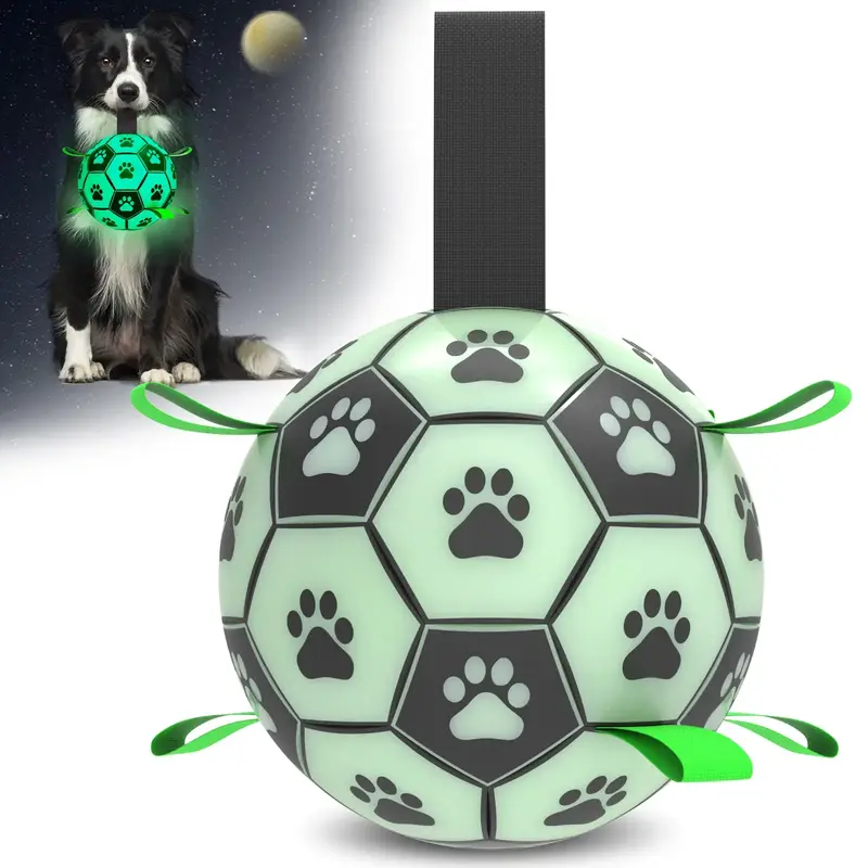 Glow in the Dark Light Up Dog Soccer Ball 6 Inch Durable Dog Toys for Small and Medium Dogs Interactive Water Toy for Outdoor...