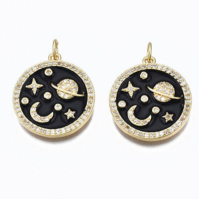 Brass Micro Pave Clear Cubic Zirconia Pendants