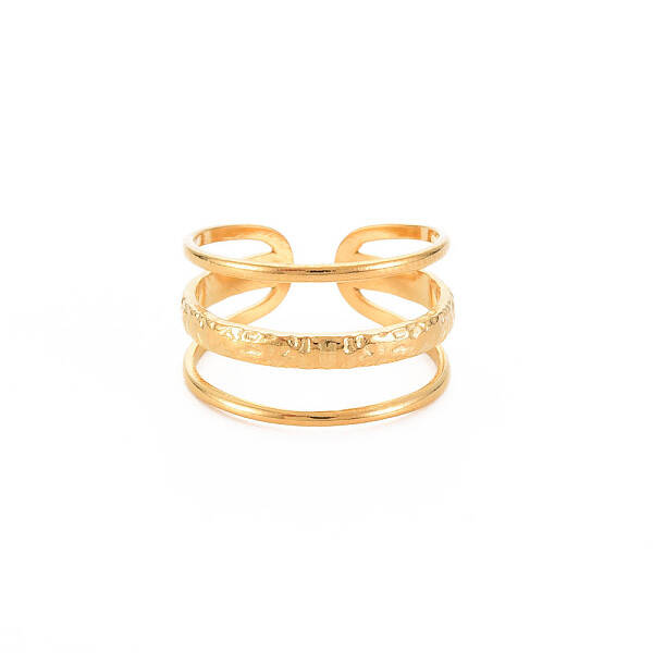 Ion Plating(IP) 304 Stainless Steel Triple Line Open Cuff Ring for Women