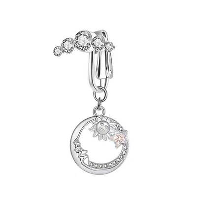 304 Stainless Steel Pave Clear Cubic Zirconia Clip on Belly Rings